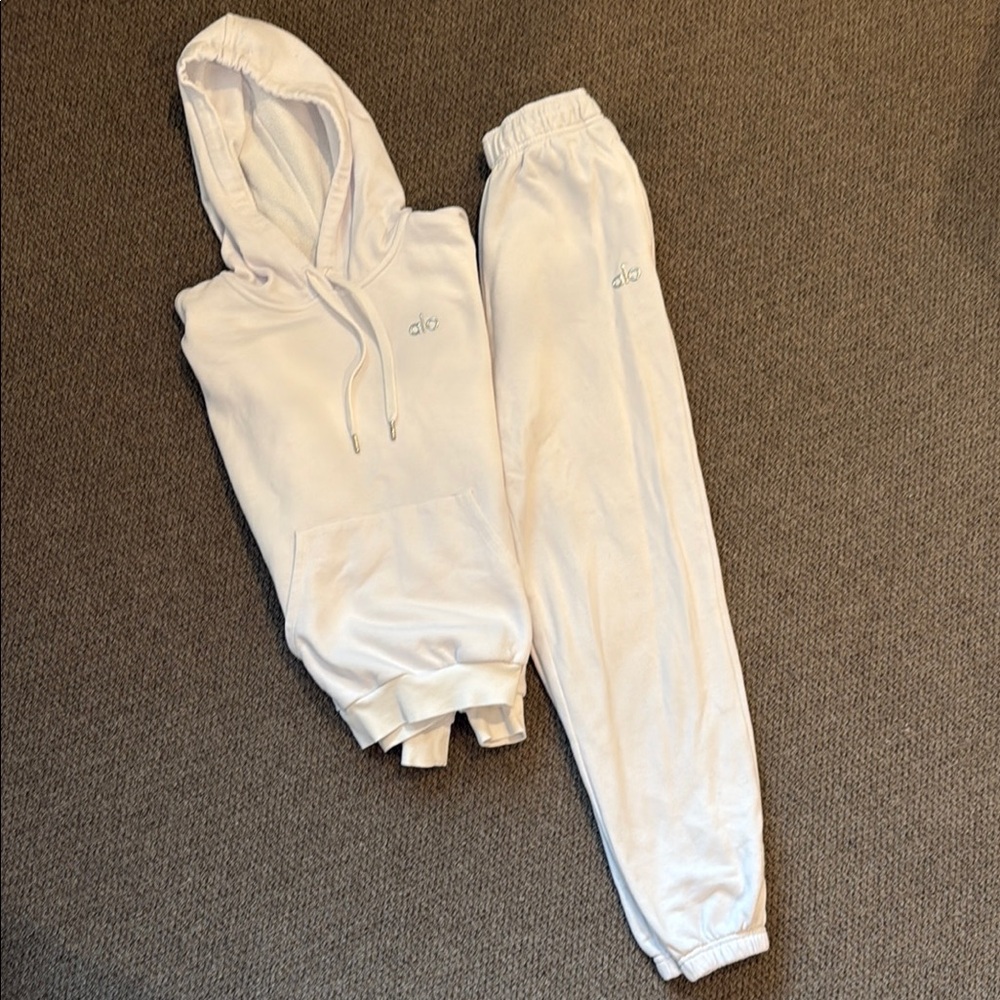 Alo White Hoodie and Sweatpants Set